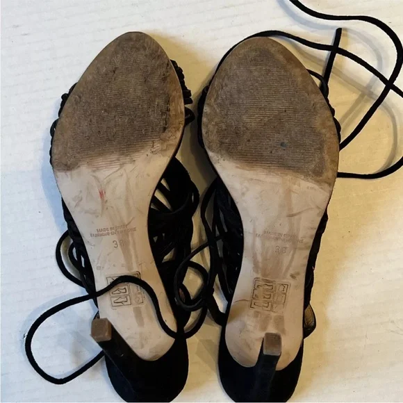 The Mode Collective Sz 38 Black 4”Heels Leather Sandals Made In Spain - Picture 7 of 11